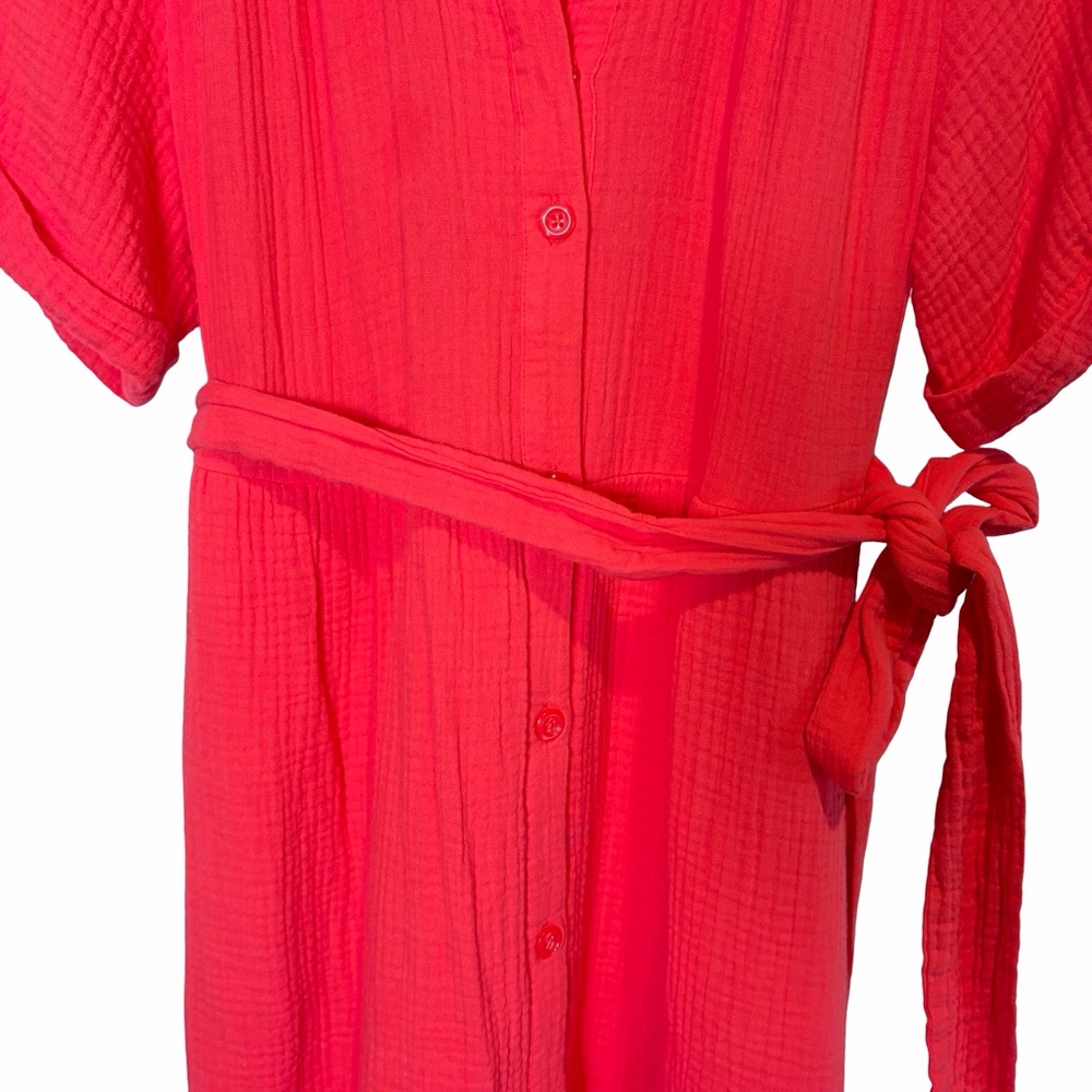 Johnnie-O Julie Button-Front Maxi Shirt Dress with Waist Tie, Size L - Picture 5 of 15